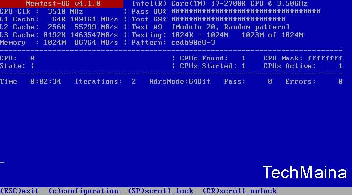 Check RAM Using MemTest86