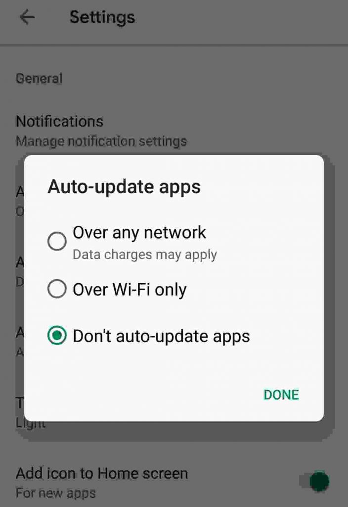 Do Not Update Applications Automatically