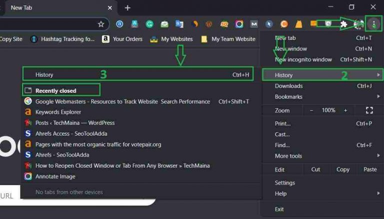 How To Reopen Closed Window Or Tabs From Any Browser » TechMaina