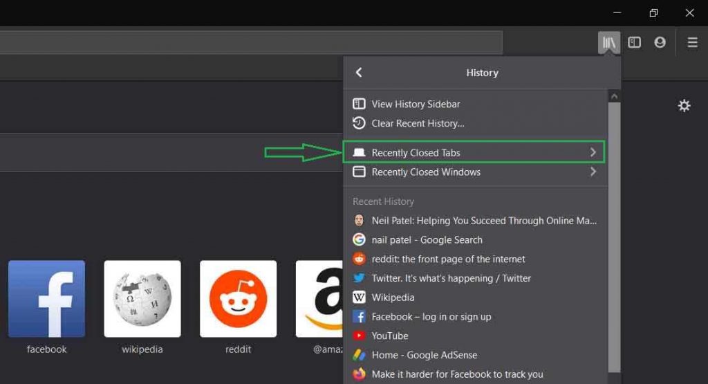 Reopen Closed Window or Tab in Firefox 2