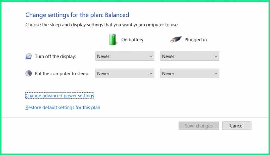 Change the Power Plan Settings