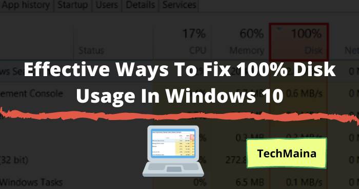 Effective Ways To Fix 100% Disk Usage In Windows 10 » TechMaina