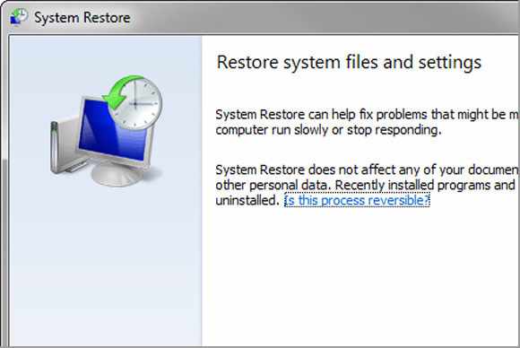 Perform a System Restore Entry Point Not Found