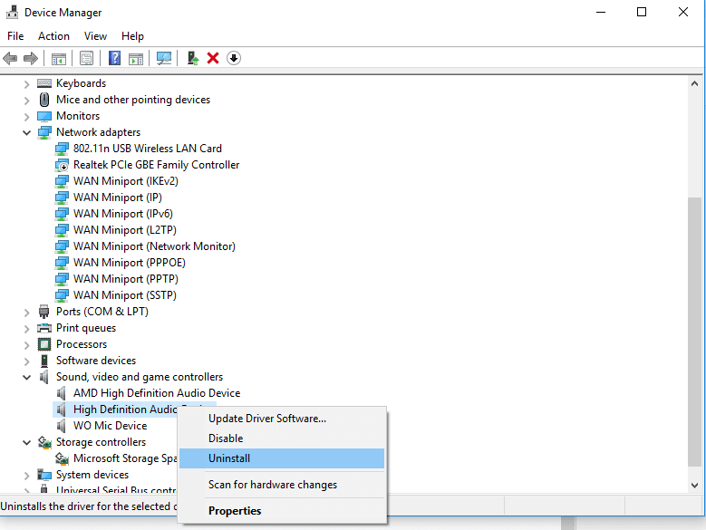 Uninstall Driver in Device Manager