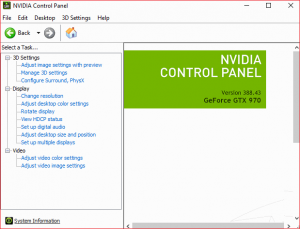 nvidia control panel windows 10 not working