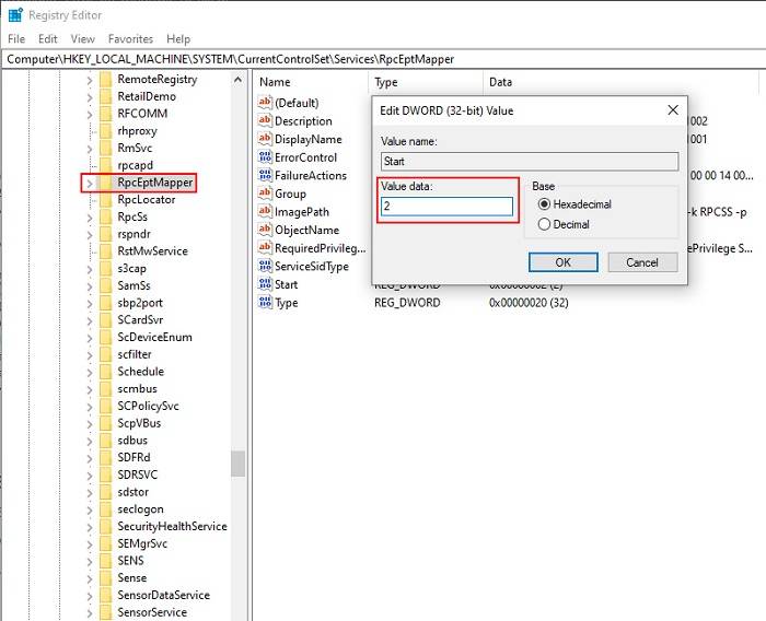 Force RPC Services To Start Using Registry Editor 3