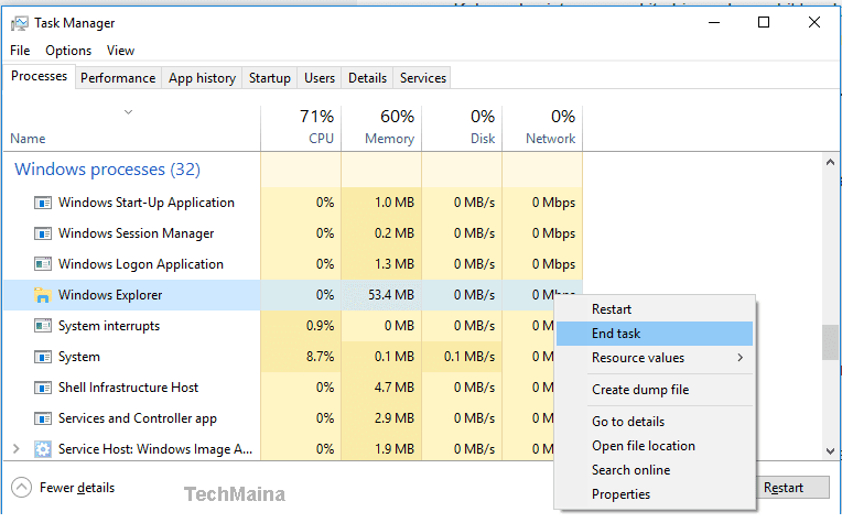 Reset Windows Explorer