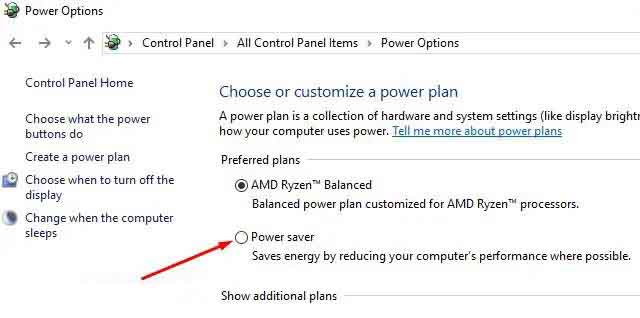 Change The Power Options Settings