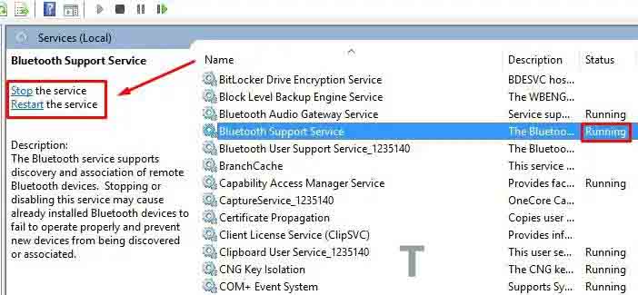 Check Manually Whether The Bluetooth Service Is Still Running
