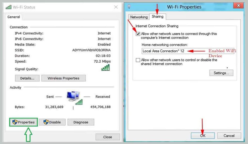 Enable WiFI Sharing