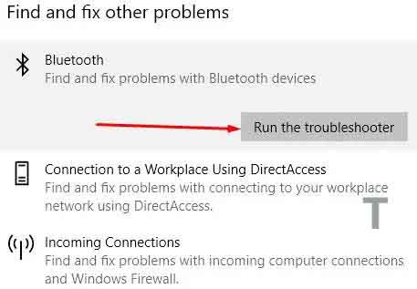 Run the Bluetooth Troubleshooter in Windows 10