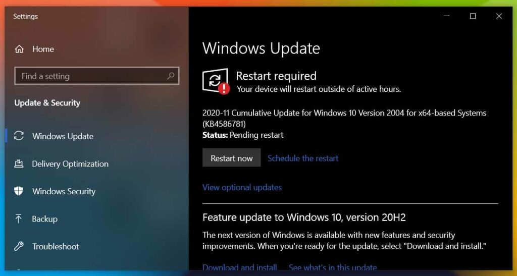 Update the Windows 10 Operating System