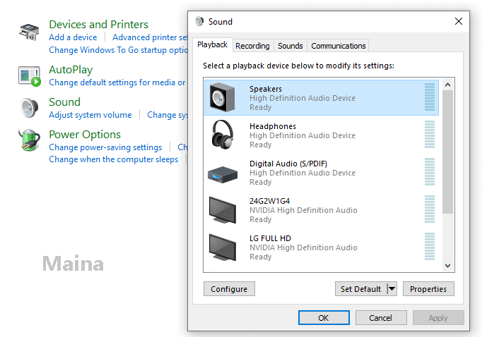 Changing the Default Position on the Speaker