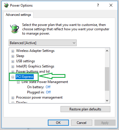 Configure PCI Express Power Management Settings