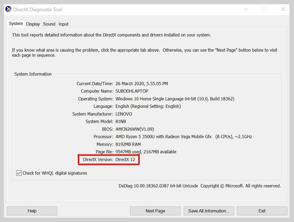 Steps To Verify DirectX Version And Feature Level