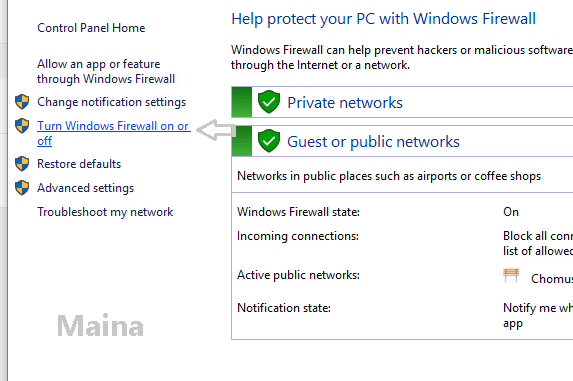 turn off windows firewall