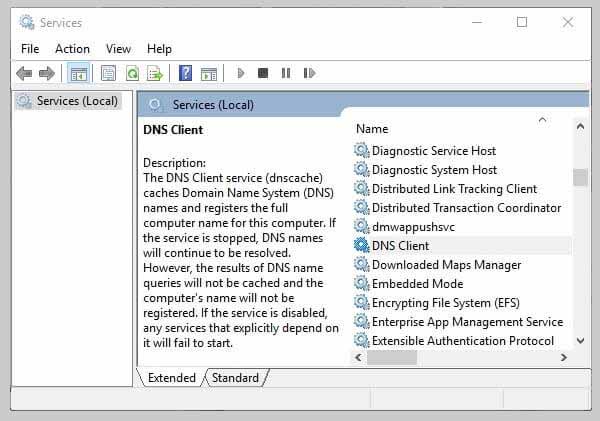 Restart The DHCP And DNS Client Service.