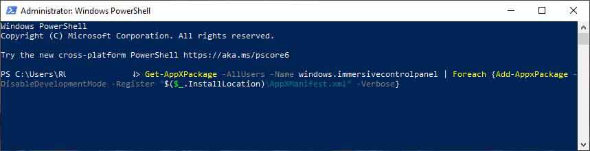 Try Executing the PowerShell Command