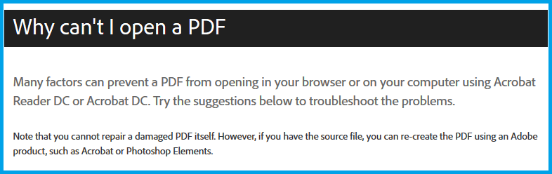 why i can't open pdf file