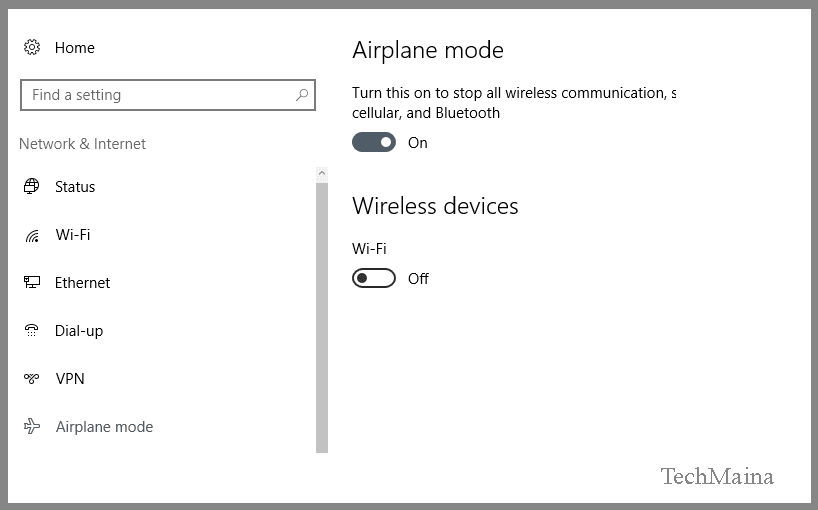 Check Airplane Mode