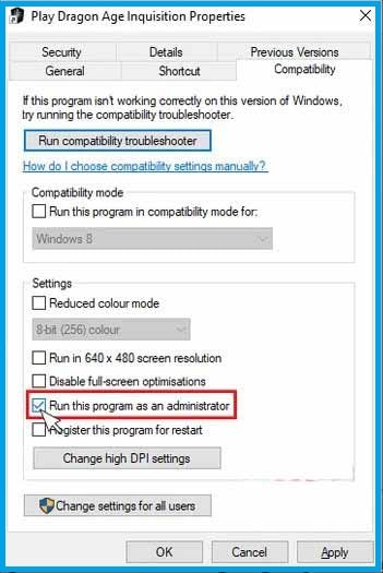 Run the app as administrator - Dragon Age inquisition won't launch