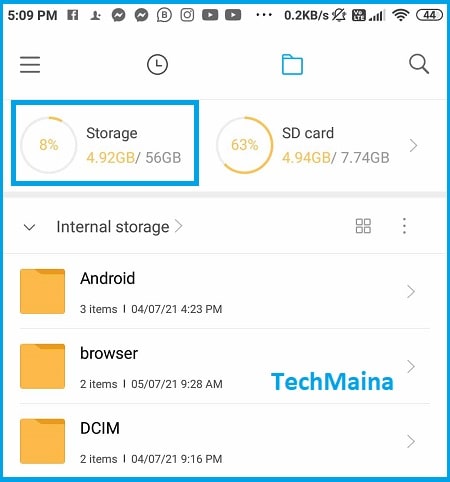 Check Internal Memory