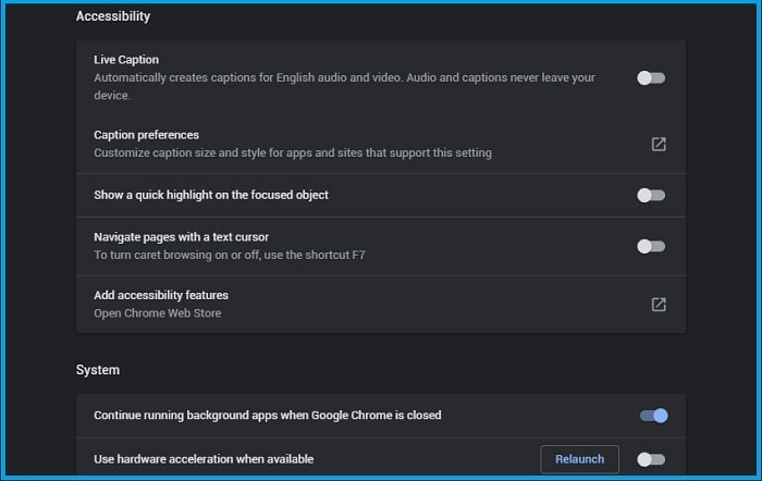 Disable Chrome Hardware Acceleration