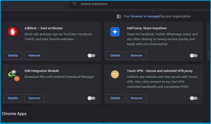 how to remove addons from chrome permanently