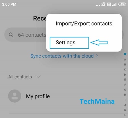 First Check Contact Settings 2