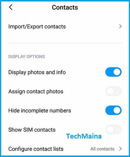 First Check Contact Settings 3