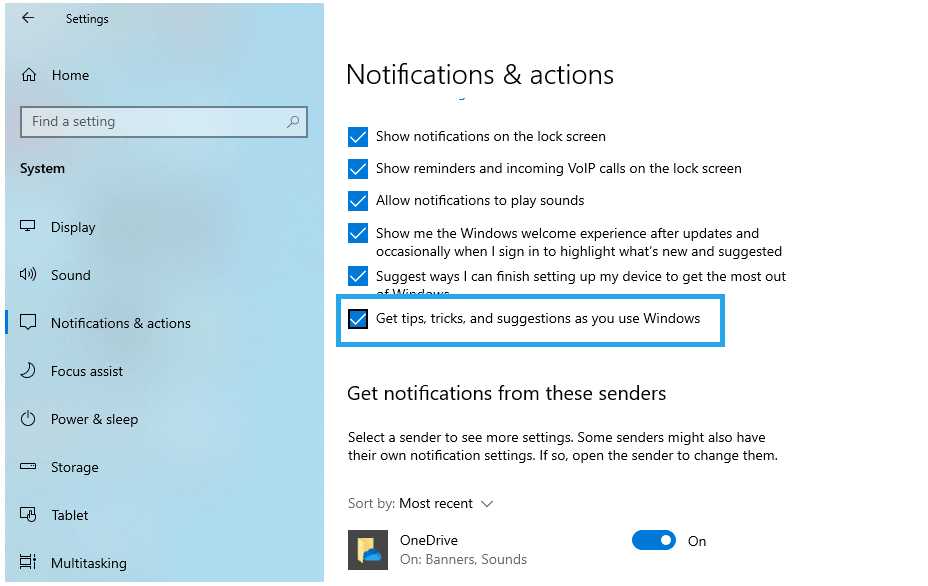 turn off notification sounds windows 10