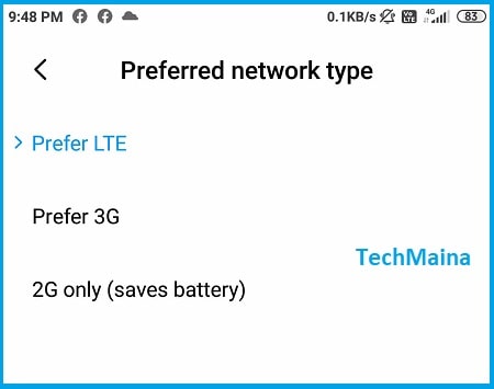 Set Network to 3G