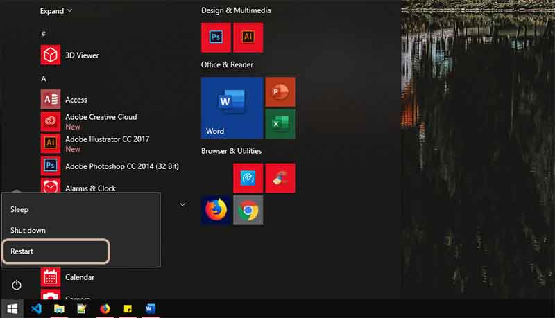 Via the Start Menu