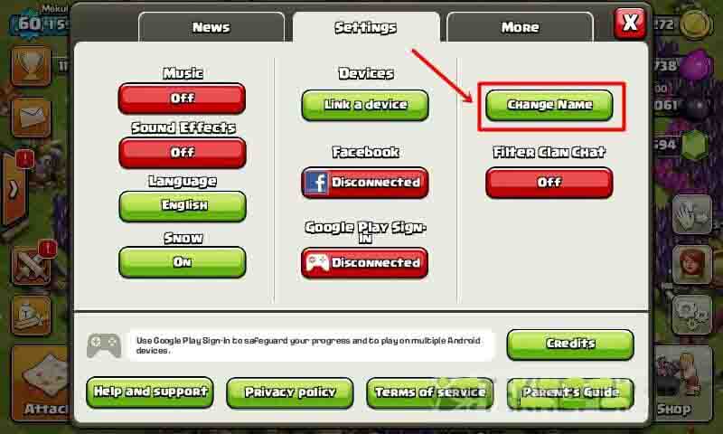 How to Change CoC Account Name