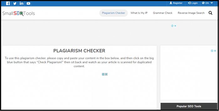 Plagiarism Checker Small SEO Tools
