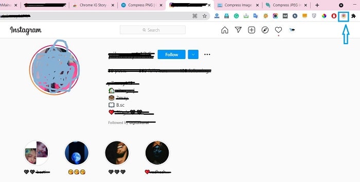 Using the IG Story Chrome Extension on Google Chrome