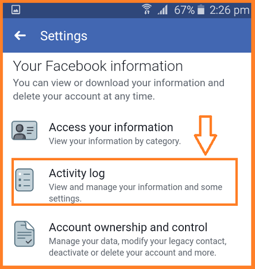 Select Activity Log Settings