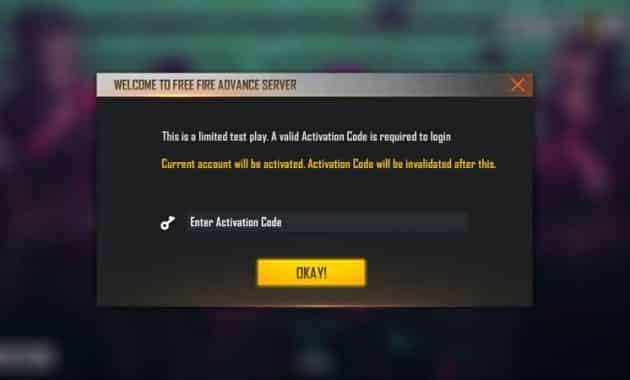 What is the Free Fire Advance Server Activation Key or Code