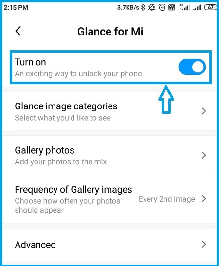 how to disable glance in mi