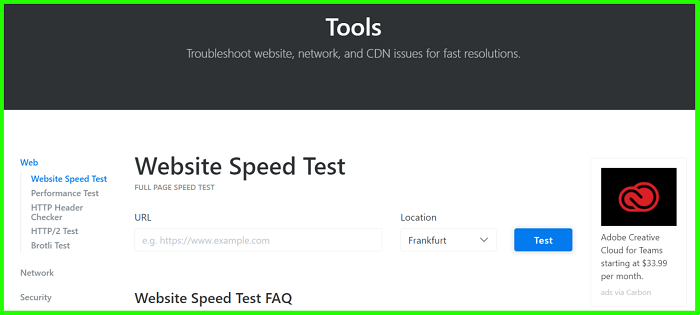 KeyCDN Website Speed ​​Test