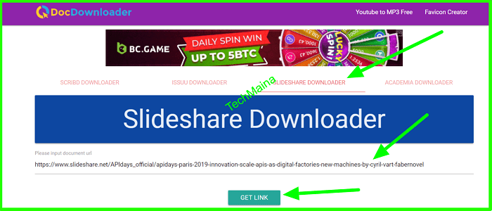 Paste SlideShare URL