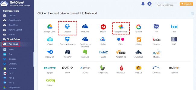 Transfer Dropbox Photos to Google Photos by Cloud Transfer