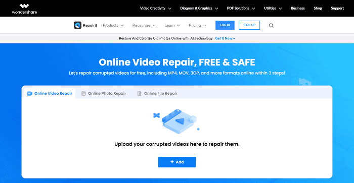 repair mp4 video files online with repairit